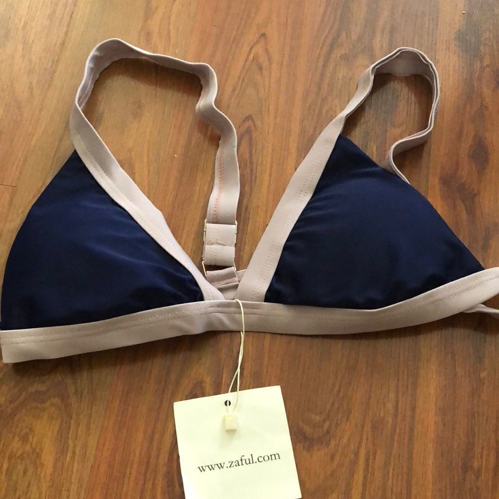 NWT Zaful Navy Bikini top padded. M